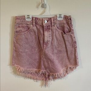 Free People Pink Frayed Hem Skirt